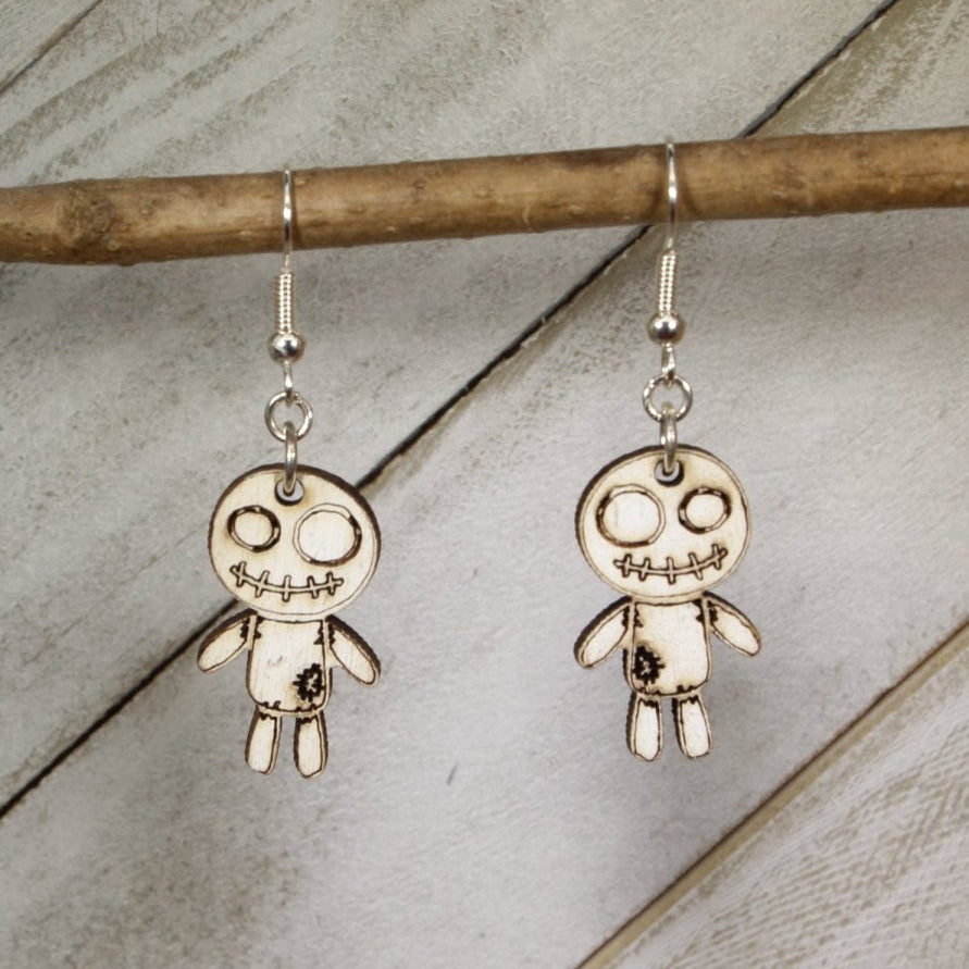Voodoo Doll Wooden Earrings | Mardi Gras Gothic Jewelry