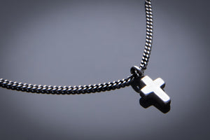 Mini Cross of Comfort Necklace - Sterling Silver Choker Charm by Forged By Fire — view 1 of 5