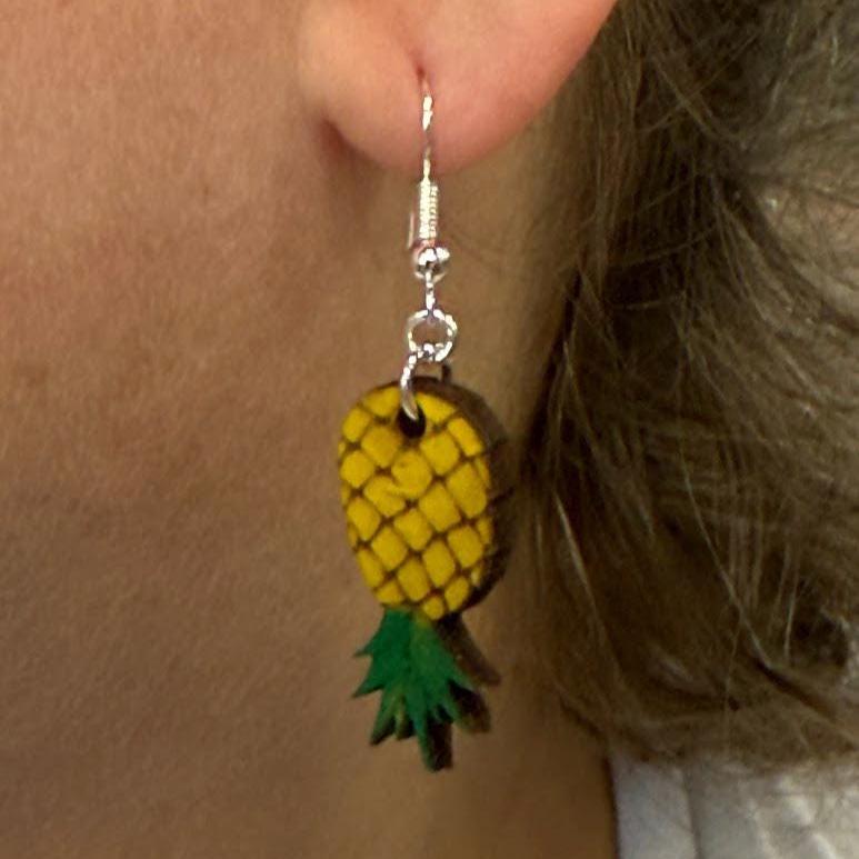 Upside Down Pineapple Wooden Earrings | Swinger Lifestyle Jewelry