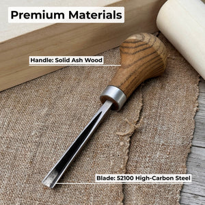 V-Parting Chisel 60 Degree with Palm Handle, 6 mm (0.24 inches)