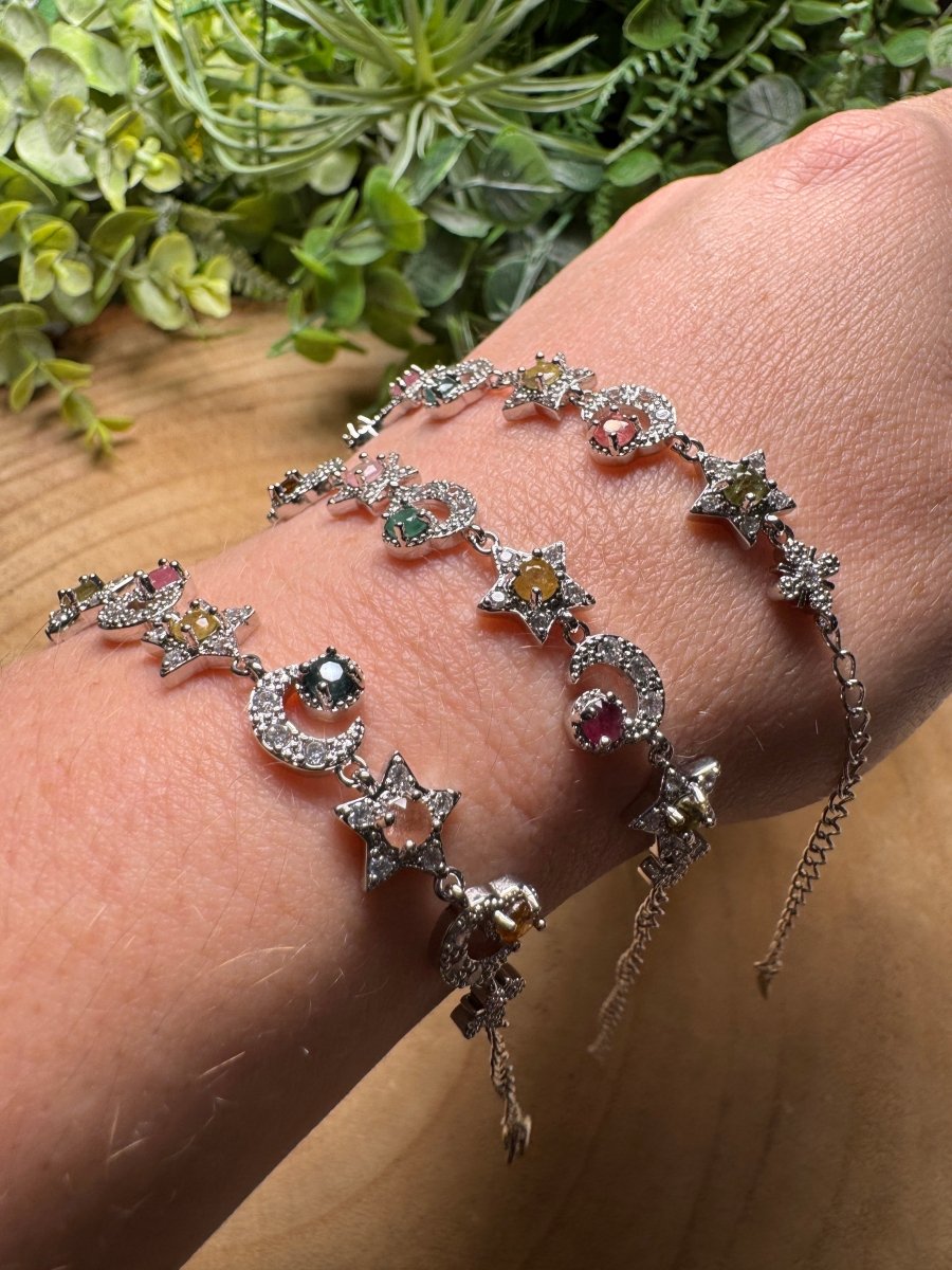Watermelon Tourmaline Celestial Bracelet