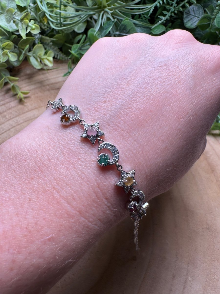 Watermelon Tourmaline Celestial Bracelet