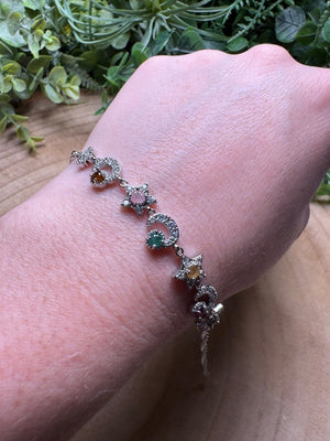 Watermelon Tourmaline Celestial Bracelet