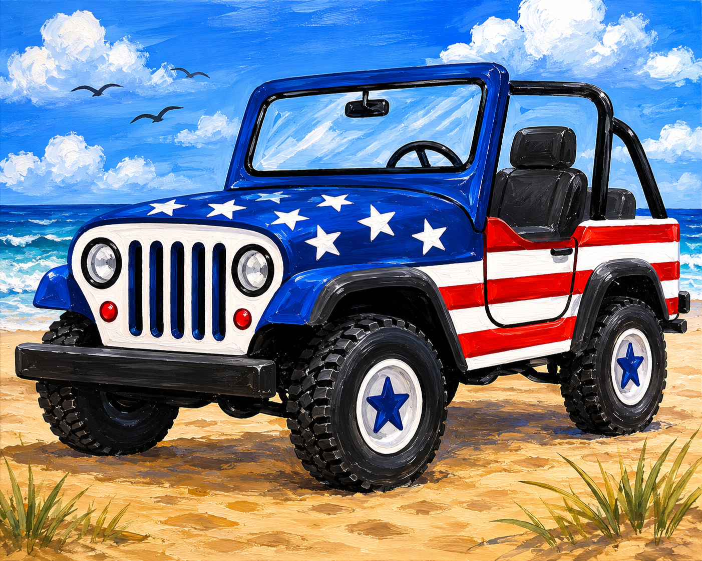 DIY Paint Kit Red, White and Blue Jeep
