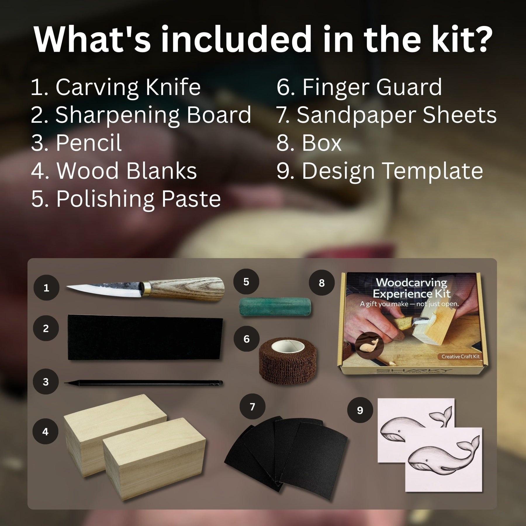 Whale Carving Kit - Complete Starter Whittling Kit for Beginners, Adults, Teens, and Kids