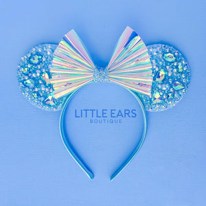 White Iridescent Sparkle Ears by Little Ears Boutique, scented candle detail photo 4