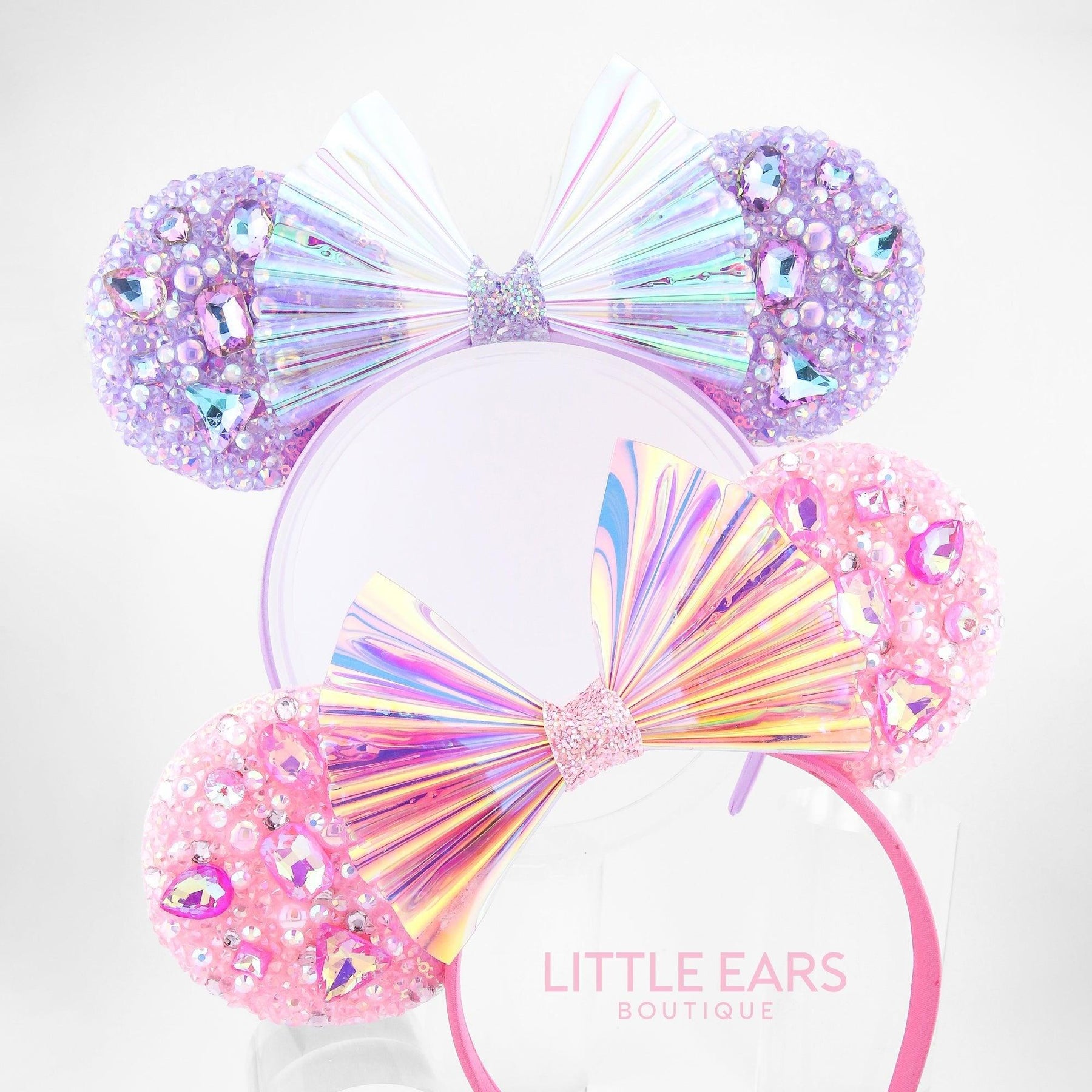 White Iridescent Sparkle Ears by Little Ears Boutique, scented candle detail photo 6