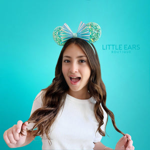 White Iridescent Sparkle Ears by Little Ears Boutique, scented candle detail photo 8