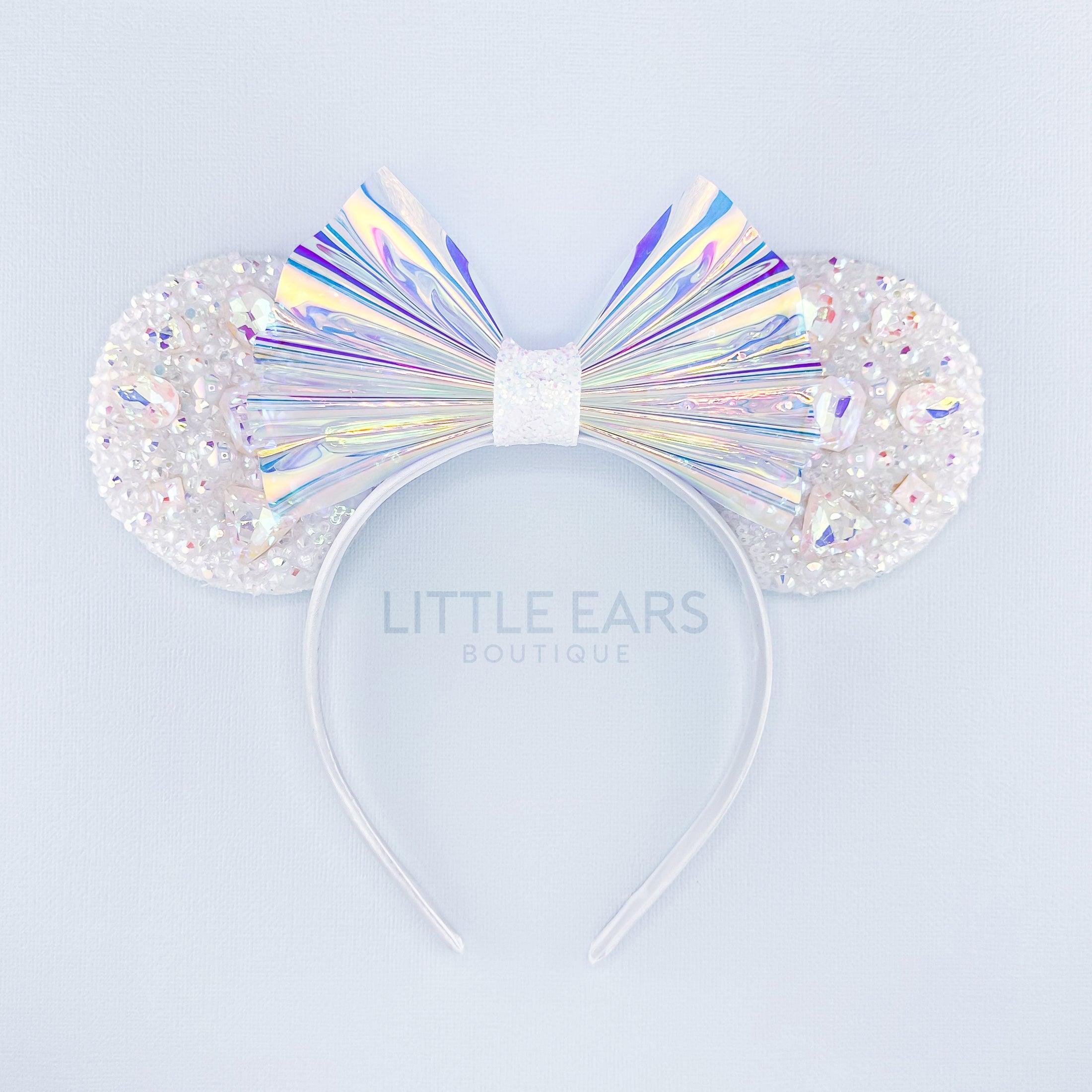 White Iridescent Sparkle Mickey Ears
