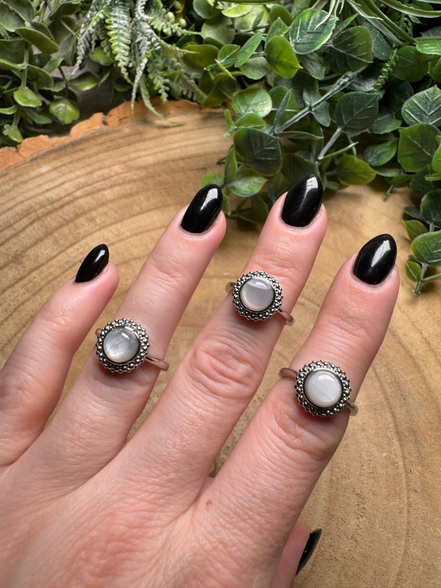 White Moonstone Ring Adjustable