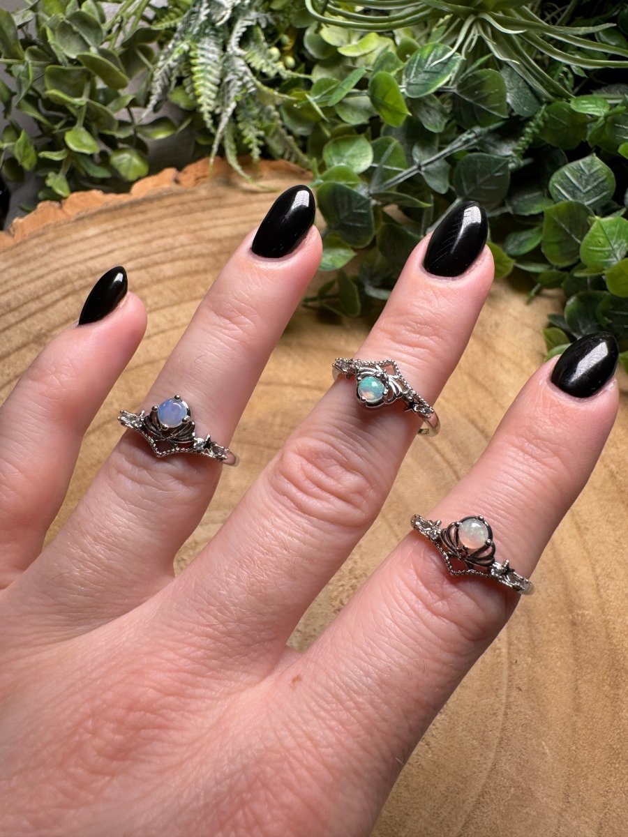 White Moonstone Snake Ring Adjustable