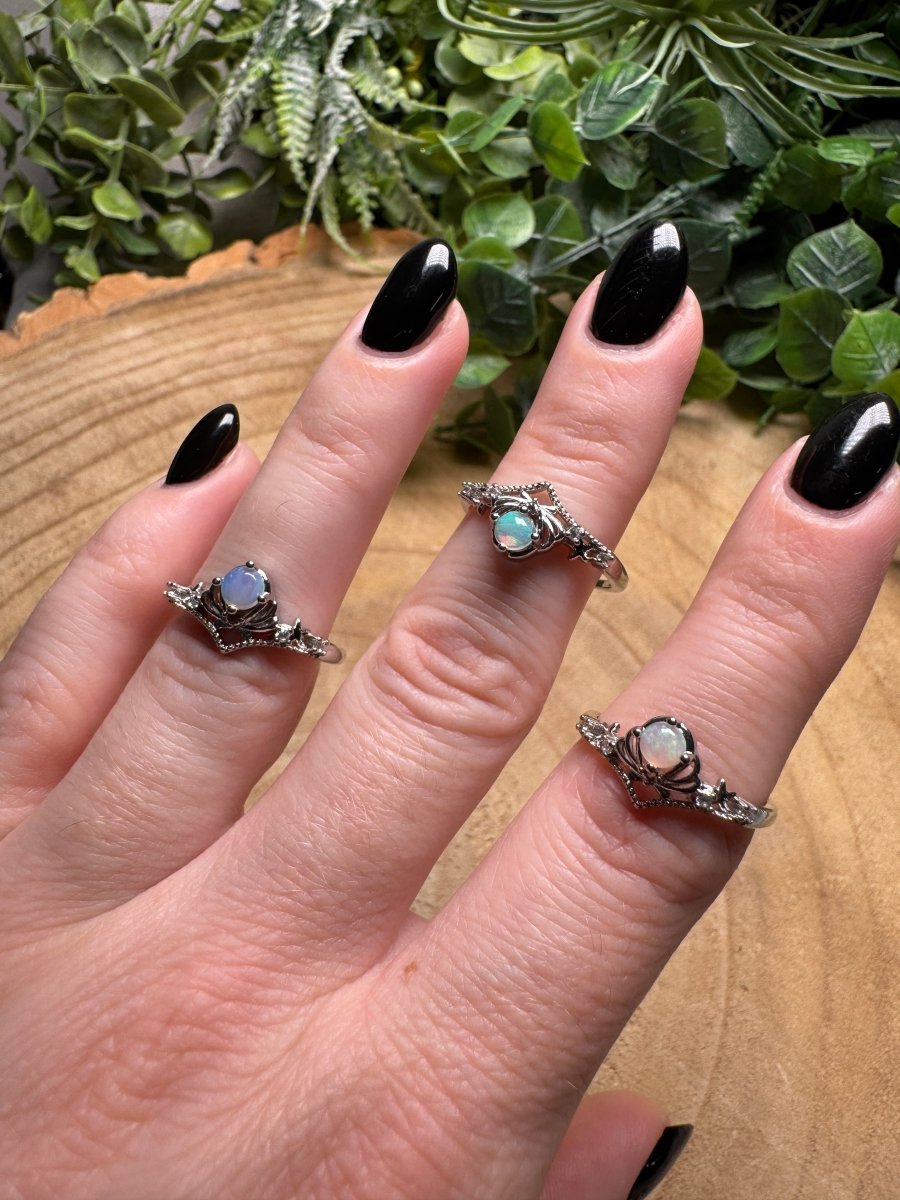 White Moonstone Snake Ring Adjustable