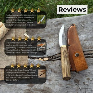 Whittling Sloyd Knife with Leather Sheath, 10 cm (3.94 inches)