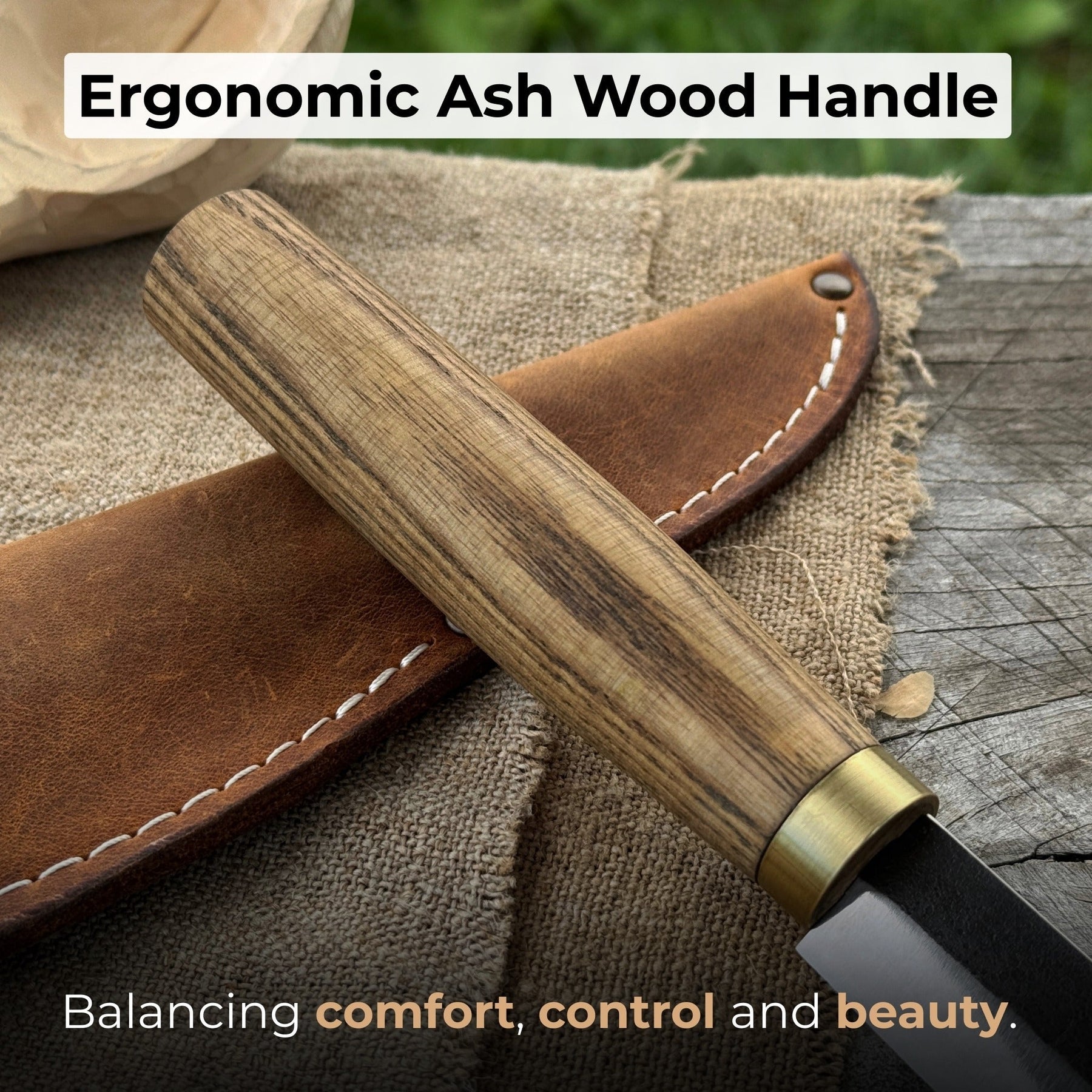 Whittling Sloyd Knife with Leather Sheath, 10 cm (3.94 inches)