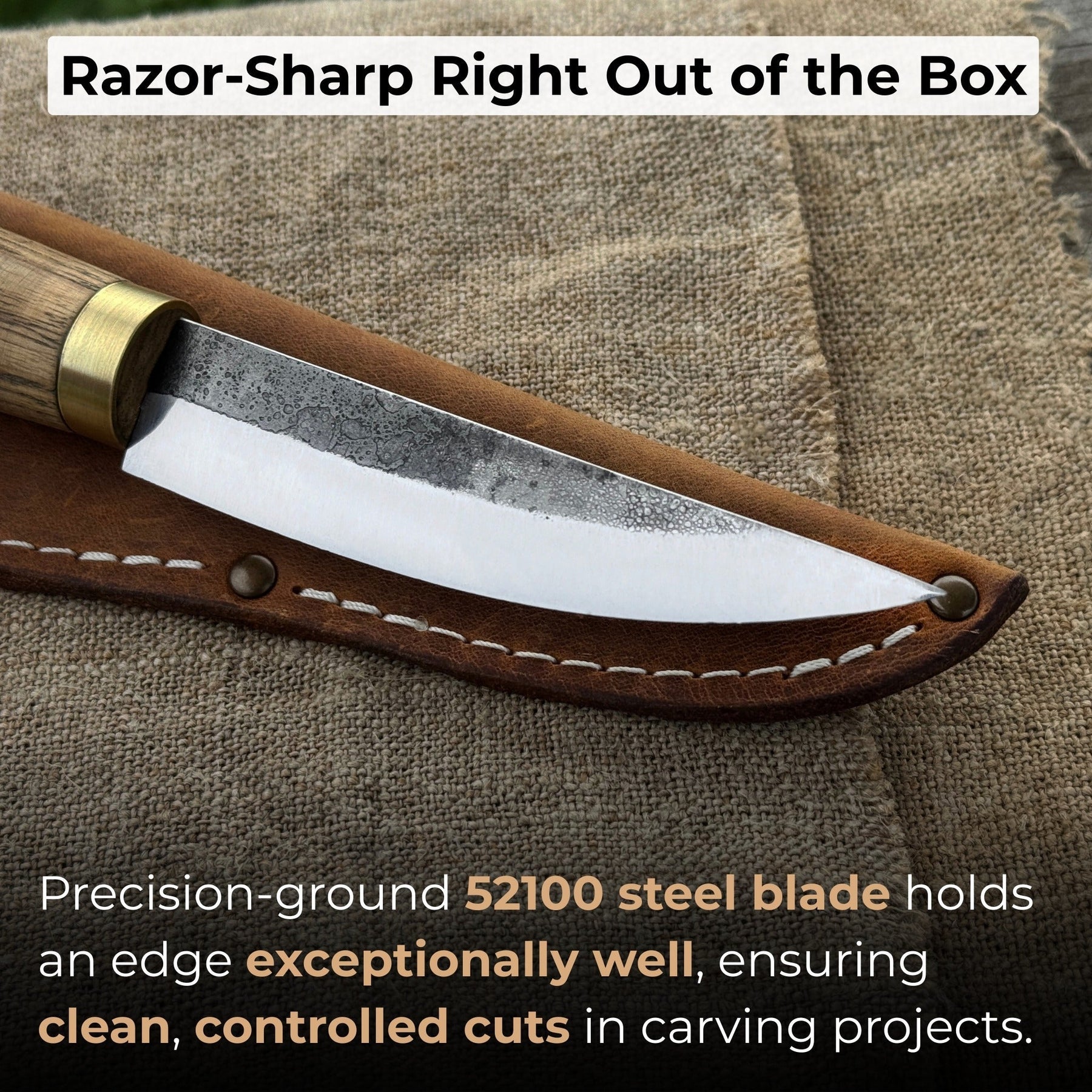 Whittling Sloyd Knife with Leather Sheath, 10 cm (3.94 inches)