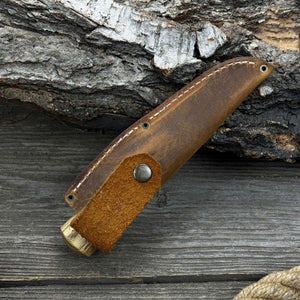 Whittling Sloyd Knife with Leather Sheath, 7.5 cm (2.95 inches)
