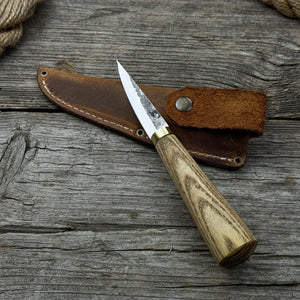 Whittling Sloyd Knife with Leather Sheath, 7.5 cm (2.95 inches)