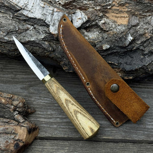 Whittling Sloyd Knife with Leather Sheath, 7.5 cm (2.95 inches)
