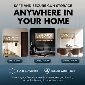 Wolf in the Wild Hidden Gun Storage - Coat Rack Concealment Shelf with Hooks for Coats, Bags, & Hats - Quick Access Hidden Gun Shelf - Secure Magnetic Lock