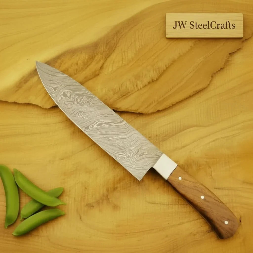 Custom Damascus Steel Kitchen Knife Set, 5-Piece Collection with Rosewood Handles