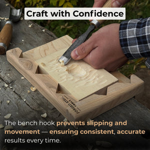 Wooden Bench Hook for Carving. Handcrafted Work Support for Wood Carving