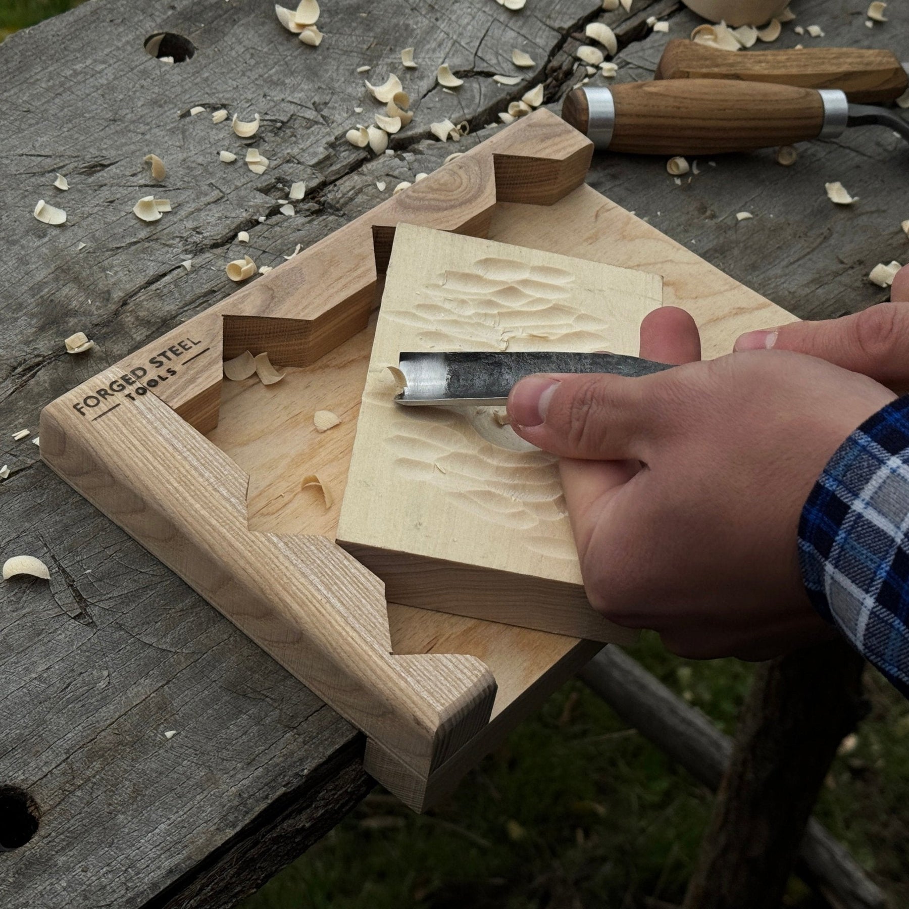 Wooden Bench Hook for Carving. Handcrafted Work Support for Wood Carving