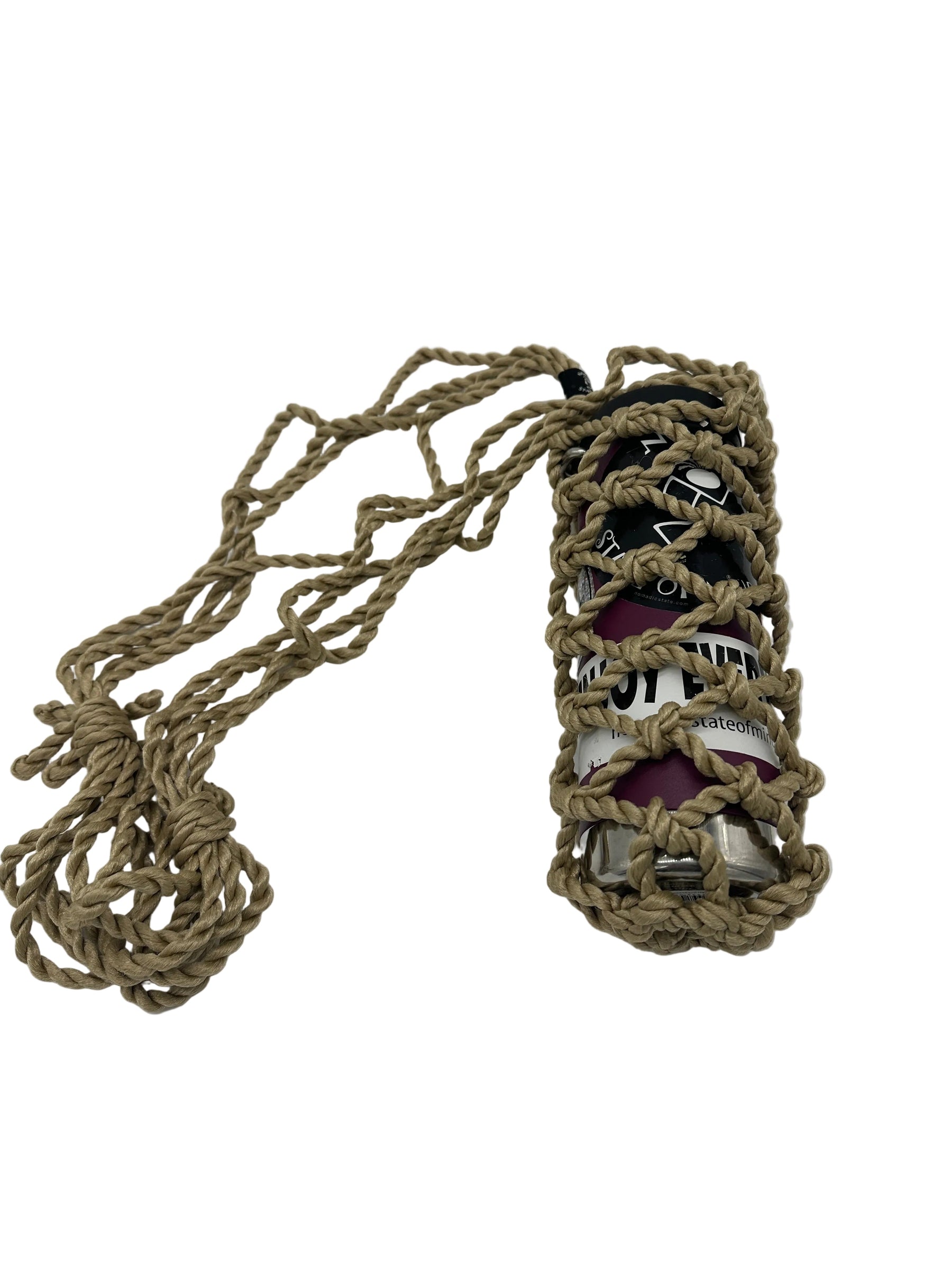 Woven Rope Bottle Holder handwoven rope bottle holder by Nomadic State of Mind