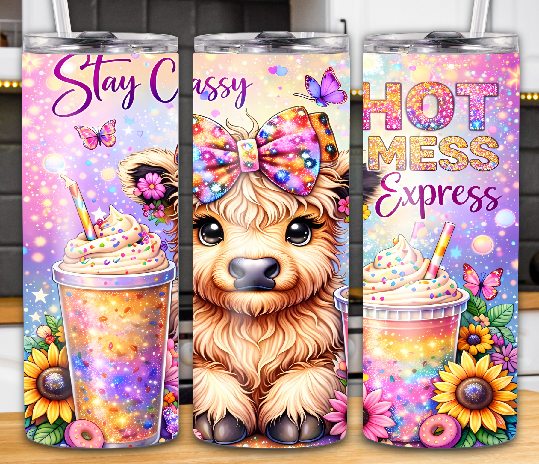 "Hot Mess Express...Stay Classy" 20oz Cow Tumbler