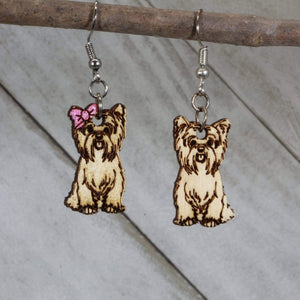 Yorkshire Terrier Wooden Dangle Earrings | Yorkie Dog Jewelry