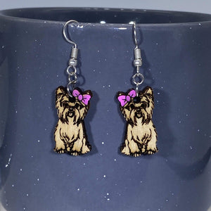 Yorkshire Terrier Wooden Dangle Earrings | Yorkie Dog Jewelry